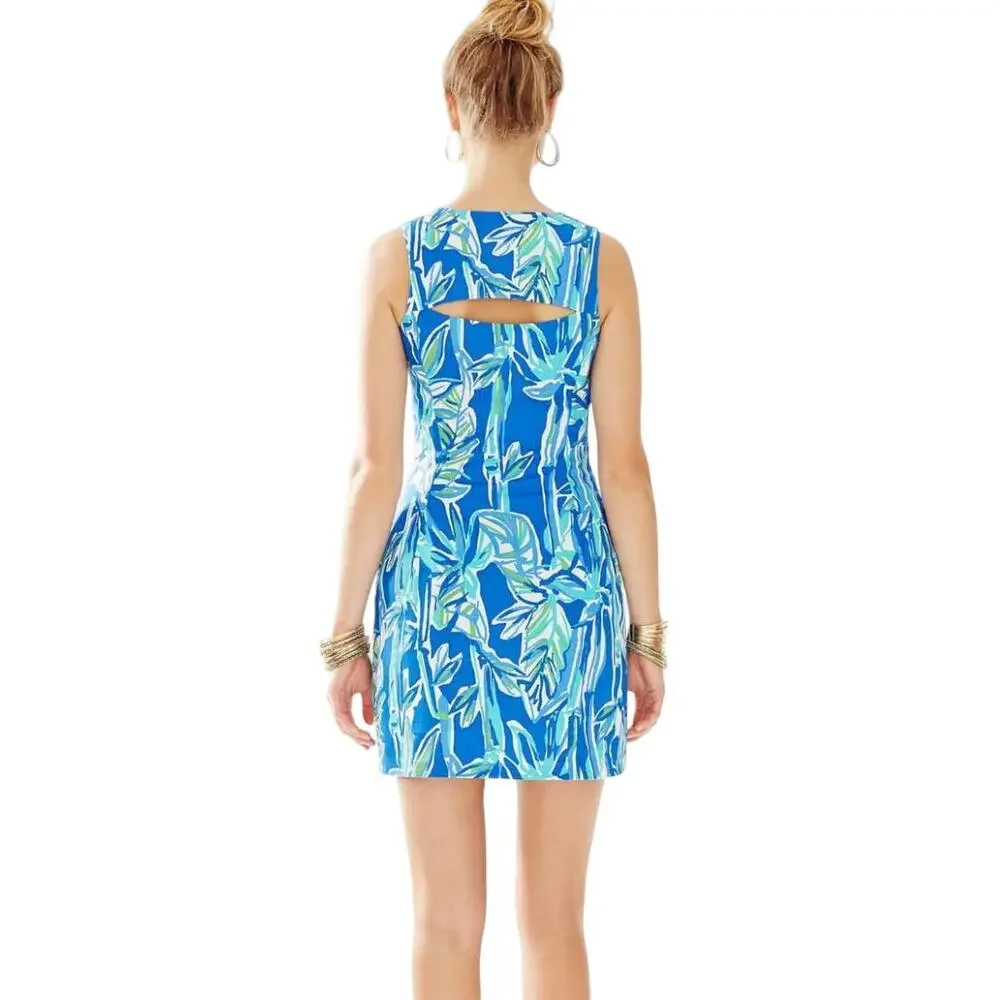 Lilly Pulitzer Penelope Shift Dress 4 Blue Crush Bamboo Sleeveless Mini Preppy - Picture 2 of 8